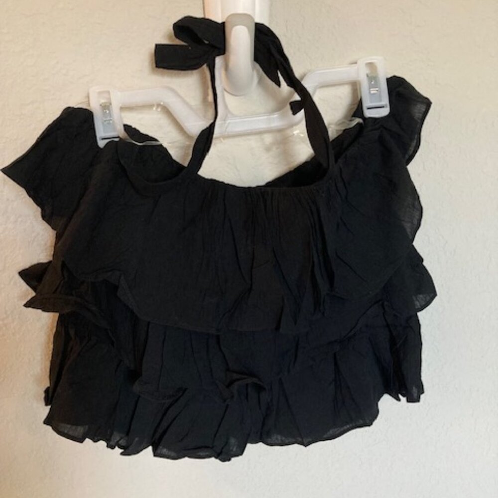 Casting La Black Ruffled Halter Crop Top Size S – RN 138234 / Style #20962